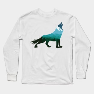 Lone Wolf Survives The Mountain Silhouette Art T-Shirt Long Sleeve T-Shirt